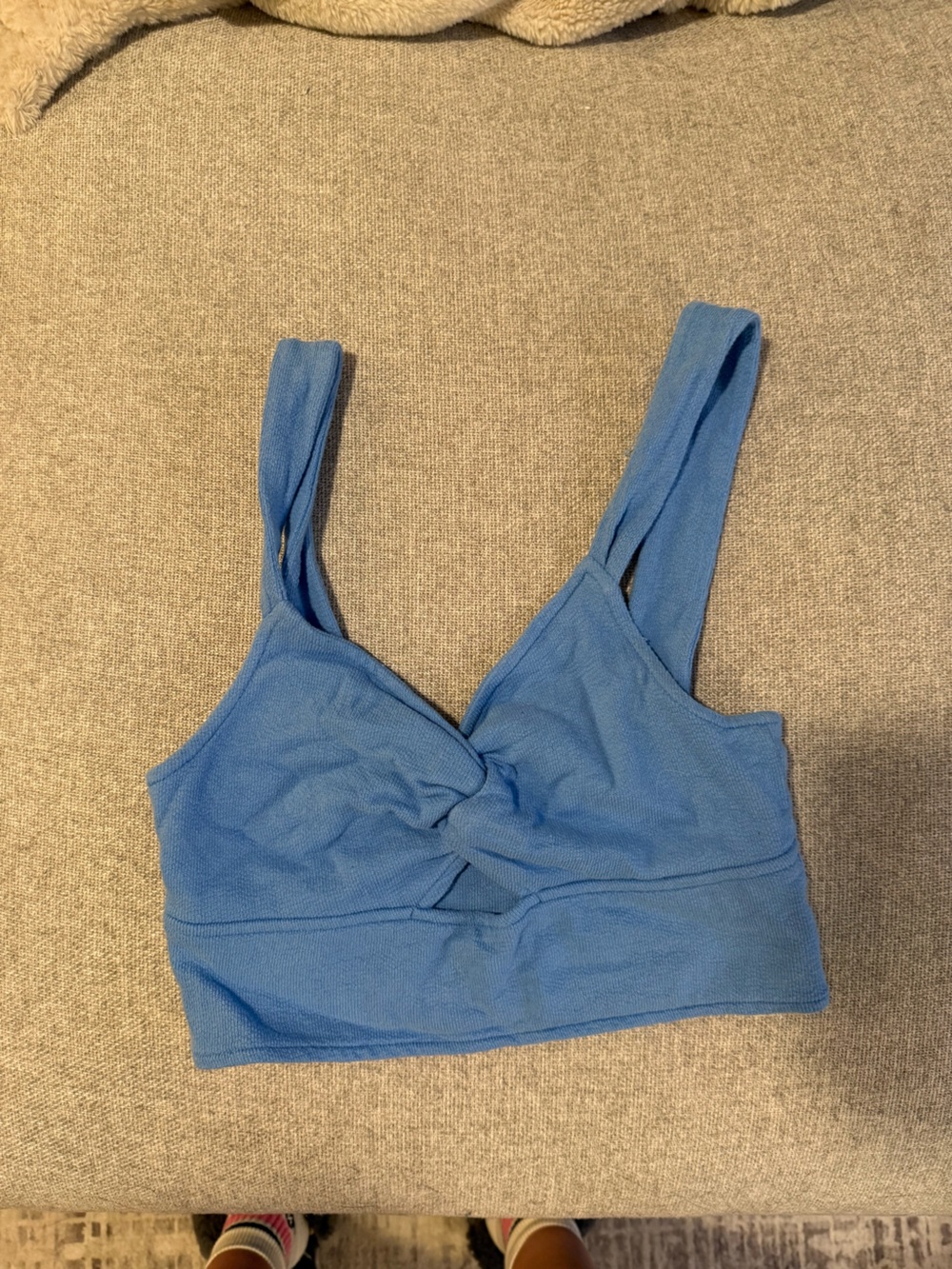 Madewell Light Blue Twist-Front Crop Tank
